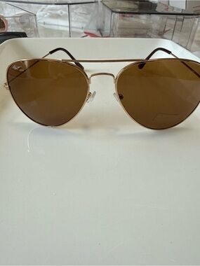 Women's Gold Aviator Sunglasses with Brown Lenses  UV400